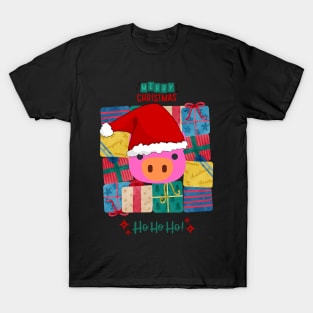 cute pig in santa hat T-Shirt